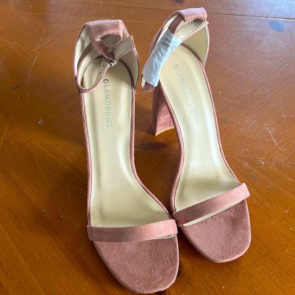 Women's Blush Barely There Square Toe Block Heele… - image 1